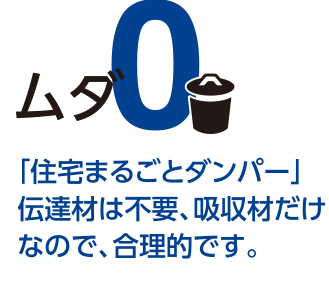 ムダ0「住宅まるごとダンパー」伝達材は不要、吸収材だけなので、合理的です。